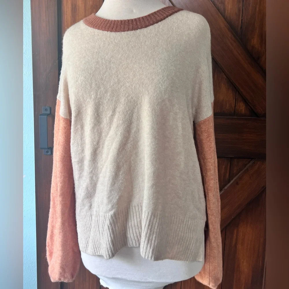Madewell Tan Brown Colorblock Women's XS Sweater Super Soft‎ Boho Casual